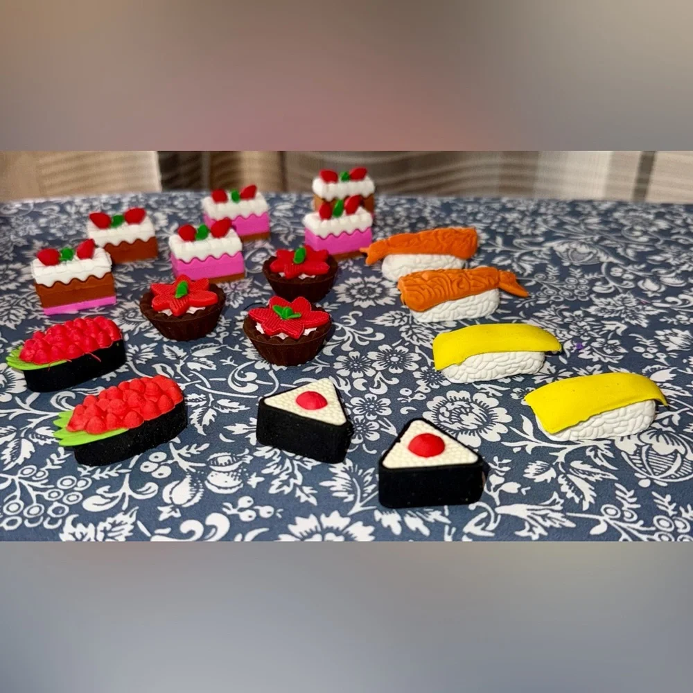 HUGE GRAB BAG OF RUBBER TOYS, 3D PUZZLE ERASERS AND MORE! OVER 50 PIECES!!!!!!!